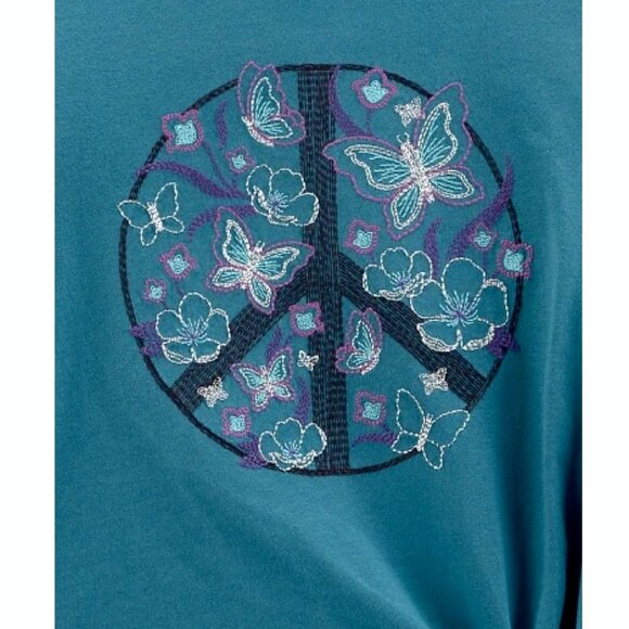 OshKosh Girls Peace Sign Butterfly Embroidered Long Sleeve Tee - Picture 2 of 2